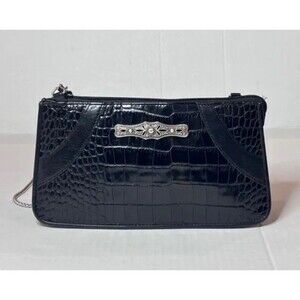 BRIGHTON designer clutch crossbody bag,vintage, black, silver chain